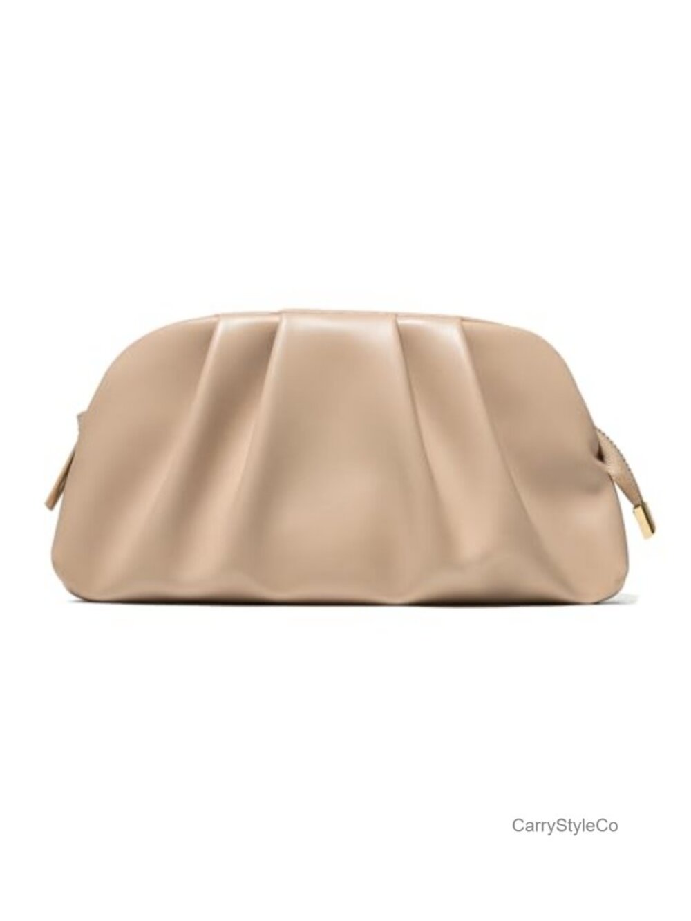 Vegan Leather Pleated Clutch Crossbody Evening Bag Detachable Chain Strap Zip